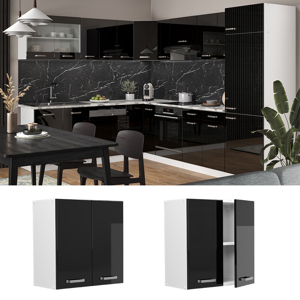 Vicco H&auml;ngeschrank K&uuml;chenschrank R-Line Solid Wei&szlig; Schwarz 60 cm modern 