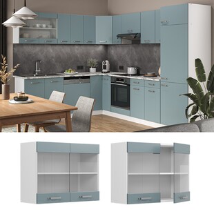 Vicco Glashängeschrank Küchenschrank R-Line Solid Weiß Blau Grau 80 cm modern 