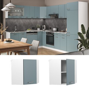 Vicco Eckhängeschrank Küchenschrank R-Line Solid Weiß Blau Grau 57 cm modern 