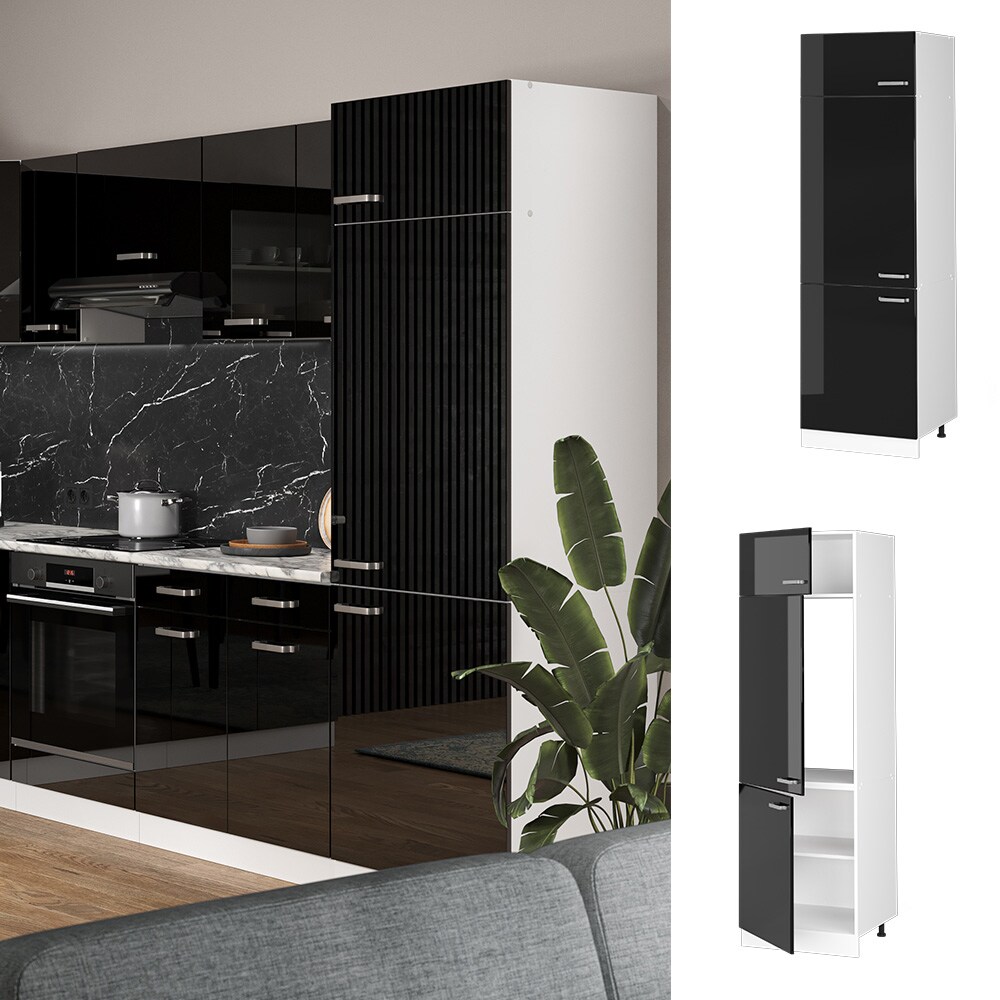 Vicco K&uuml;hlumbauschrank K&uuml;chenschrank R-Line Solid Wei&szlig; Schwarz 60 cm modern 