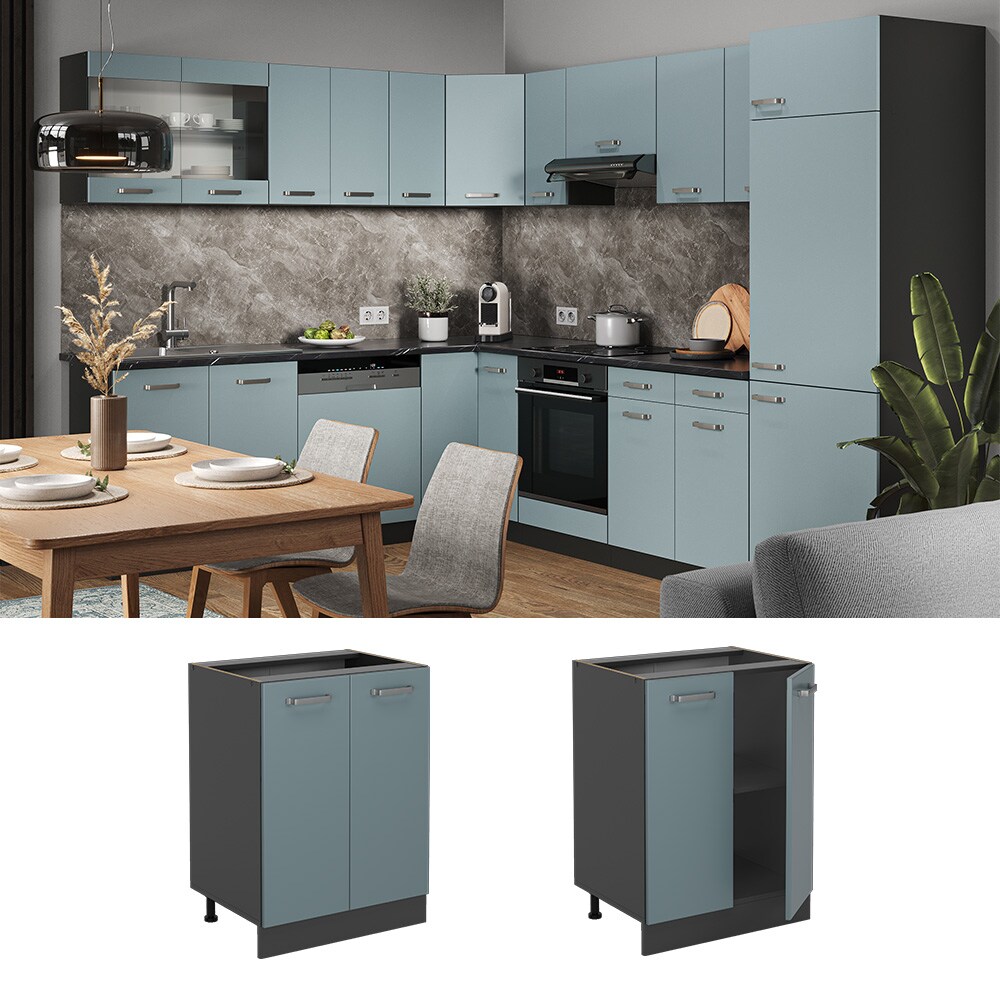 Vicco Unterschrank K&uuml;chenschrank R-Line Solid Anthrazit Blau Grau 60 cm modern 