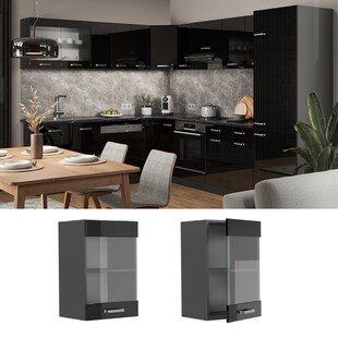 Vicco Glashängeschrank Küchenschrank R-Line Solid Anthrazit Schwarz 40 cm modern 