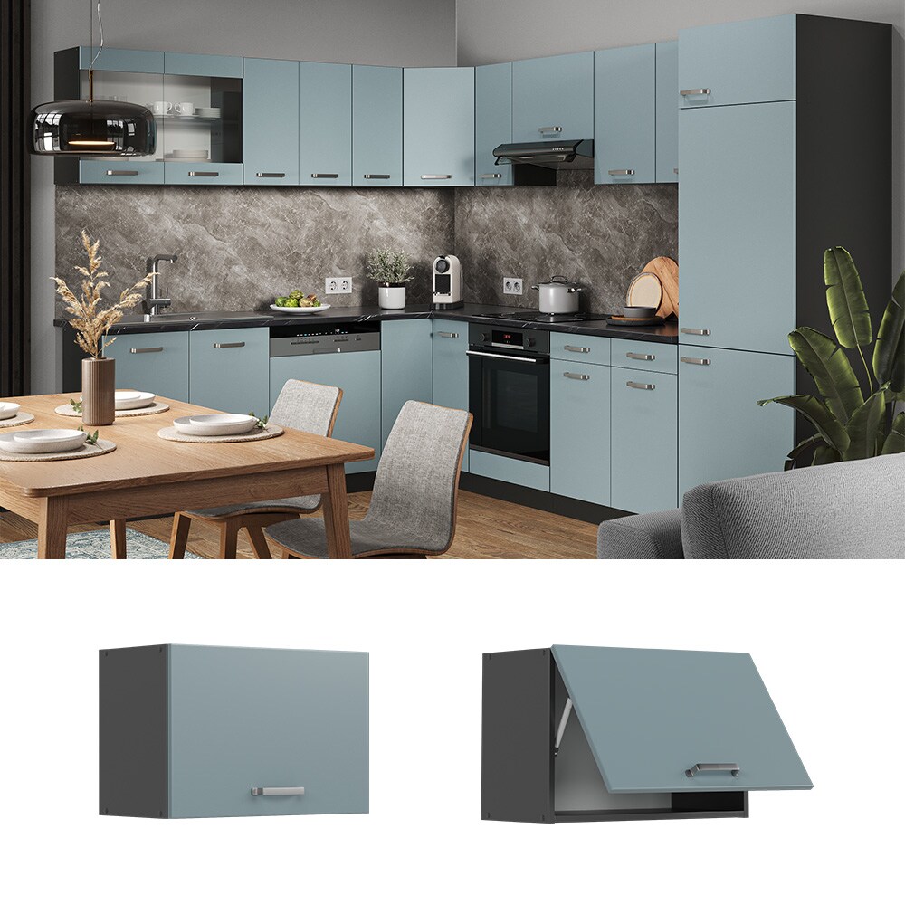 Vicco H&auml;ngeschrank flach K&uuml;chenschrank R-Line Solid Anthrazit Blau Grau 60 cm modern 