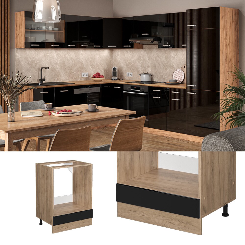 Vicco Herdschrank K&uuml;chenschrank R-Line Solid Eiche Blau Grau 60 cm modern 