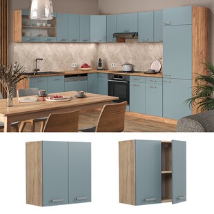 Vicco Hängeschrank Küchenschrank R-Line Solid Eiche Blau Grau 60 cm modern 