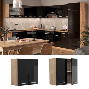 Vicco Hängeschrank Küchenschrank R-Line Solid Eiche Schwarz 60 cm modern 