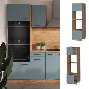 Vicco Mikrowellenschrank Küchenschrank R-Line Solid Eiche Blau Grau 60 cm modern 