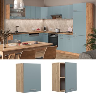 Vicco Hängeschrank Küchenschrank R-Line Solid Eiche Blau Grau 45 cm modern 