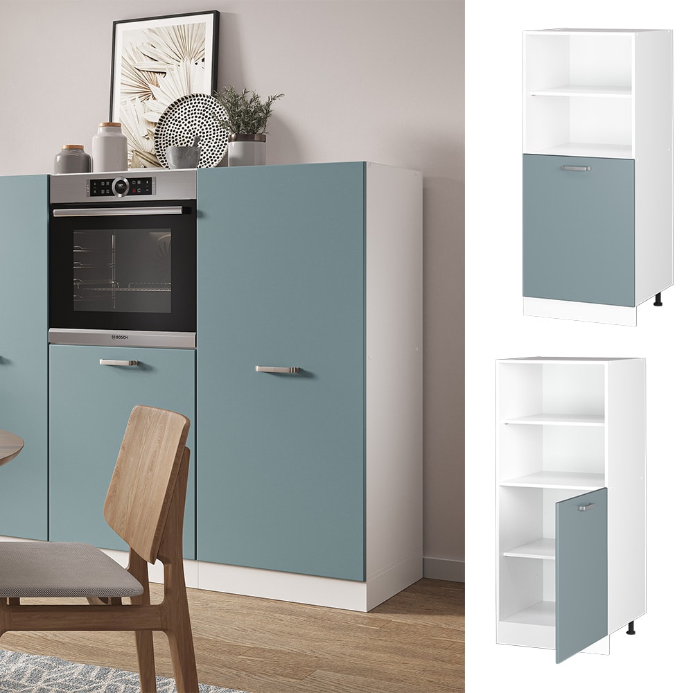 Vicco Vorratsschrank K&uuml;chenschrank R-Line Solid Wei&szlig; Blau Grau 60 cm modern kleine T&uuml;r 
