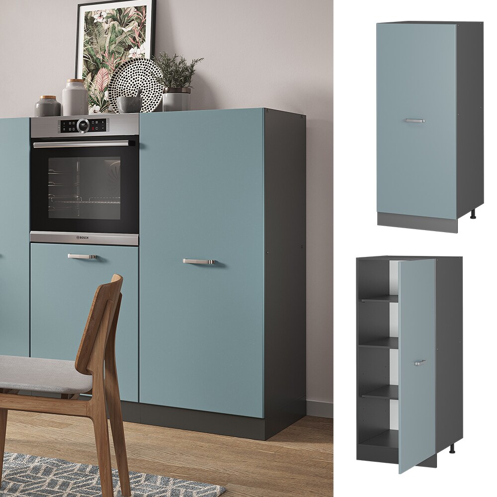 Vicco Vorratsschrank K&uuml;chenschrank R-Line Solid Anthrazit Blau Grau 60 cm modern gro&szlig;e T&uuml;r 