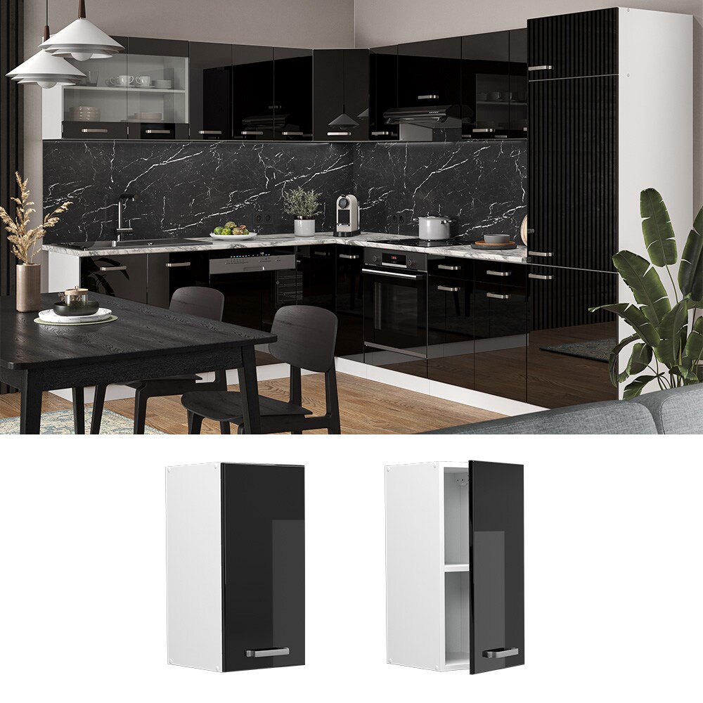 Vicco H&auml;ngeschrank K&uuml;chenschrank R-Line Solid Wei&szlig; Schwarz 30 cm modern 