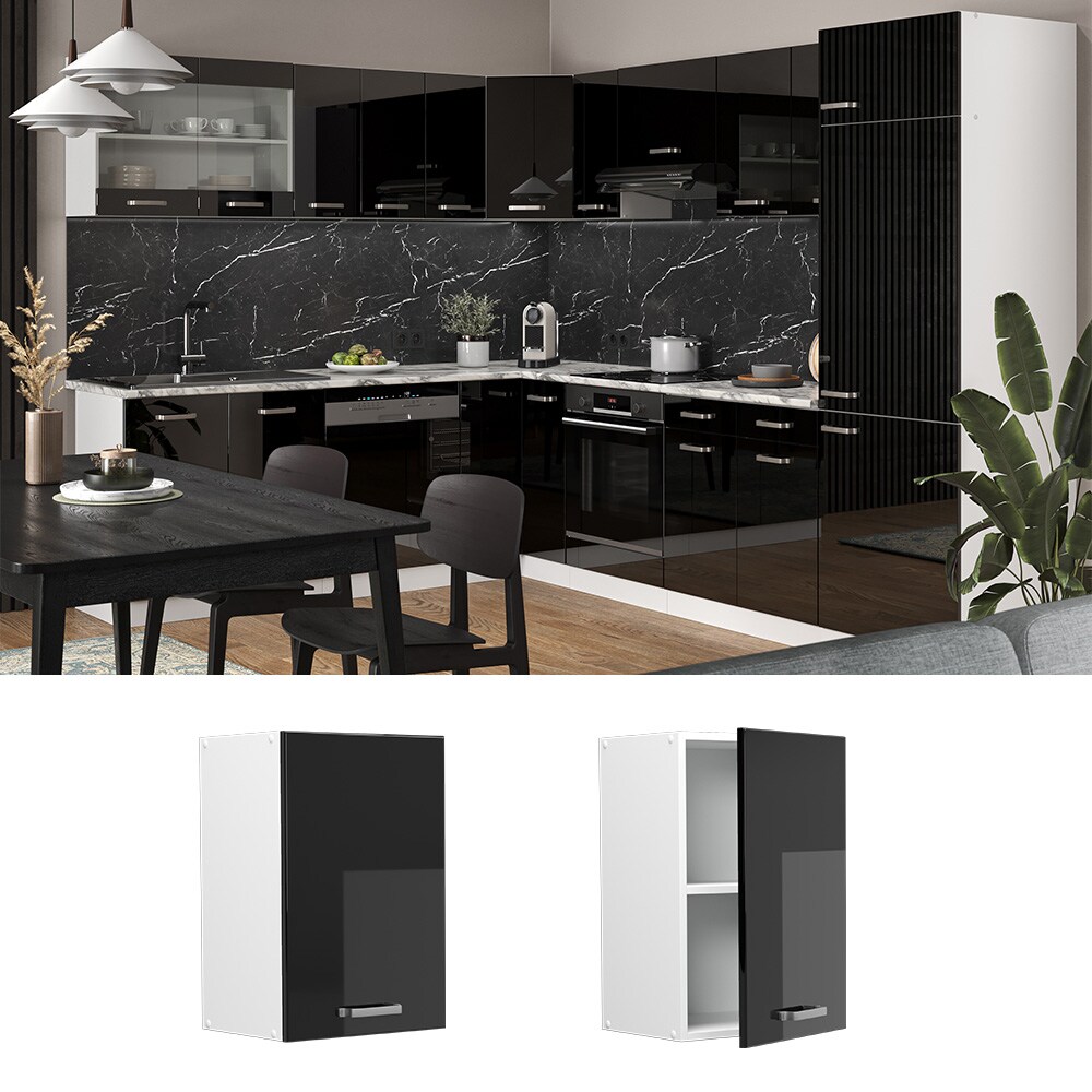 Vicco H&auml;ngeschrank K&uuml;chenschrank R-Line Solid Wei&szlig; Schwarz 40 cm modern 