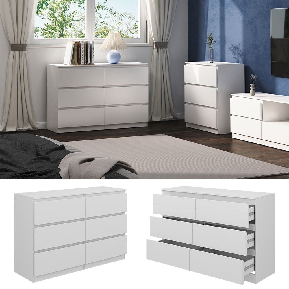 Vicco Kommode Calisto, Wei&szlig; 120 x 78,5 cm, mit 6 Schubf&auml;cher, Sideboard, Schrank 