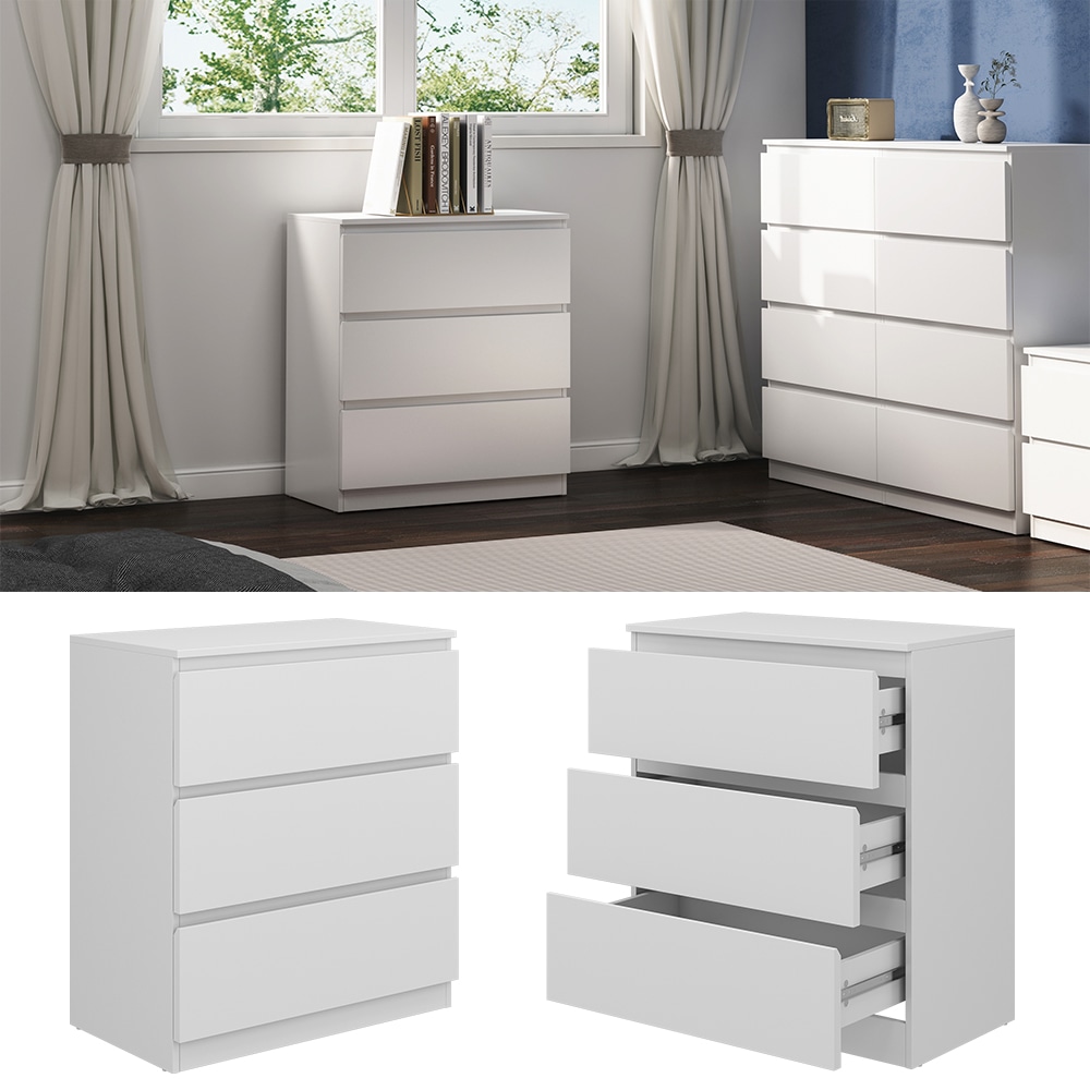Vicco Kommode Calisto, Wei&szlig; 70 x 78,5 cm, mit 3 Schubf&auml;cher, Highboard, Schrank 