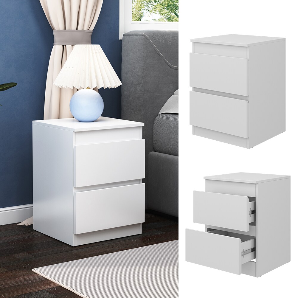 Vicco Nachtschrank Calisto Wei&szlig; 40 x 55 cm 2 Schubf&auml;cher Kommode Schlafzimmer 