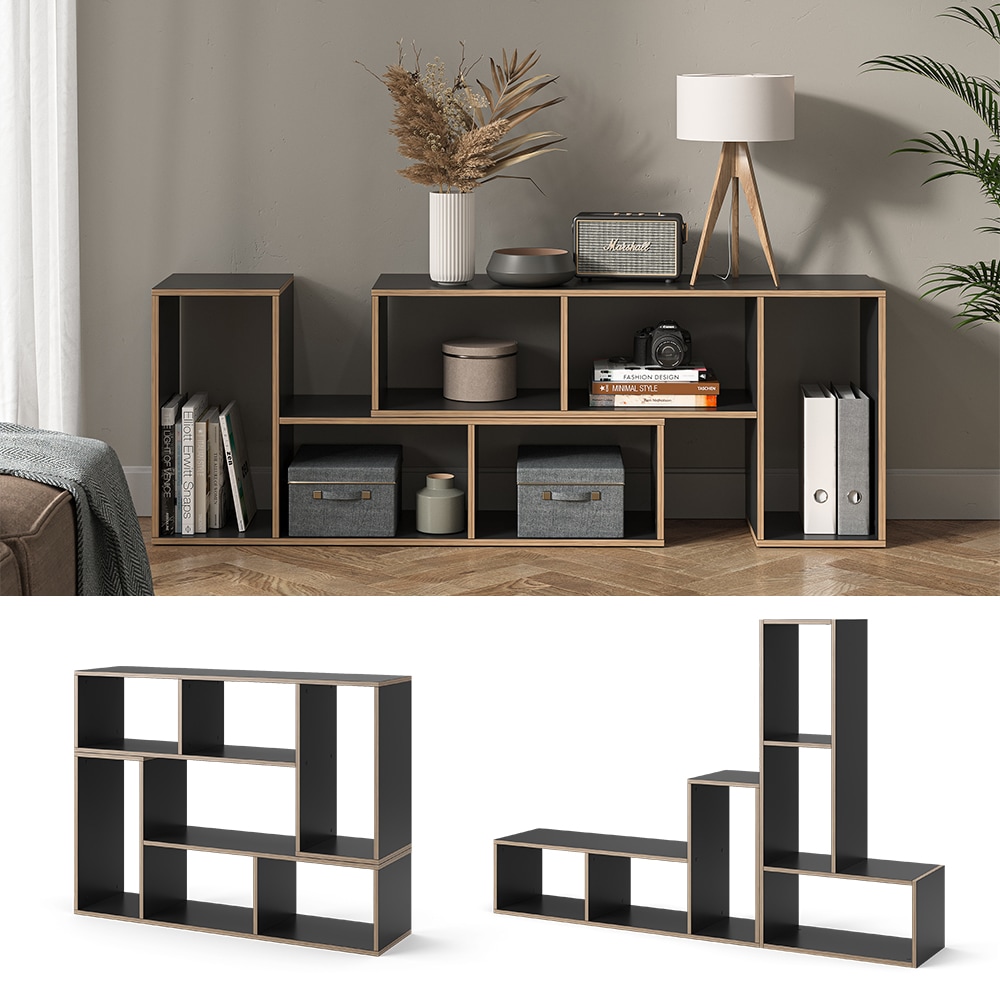 Vicco Regal Tetris 112,8 x 56,4 cm Anthrazit Nordik 2er-Set Standregal modern 