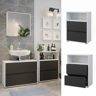 Vicco Midischrank Maltin Weiß Anthrazit 60 x 30 cm Badezimmer 