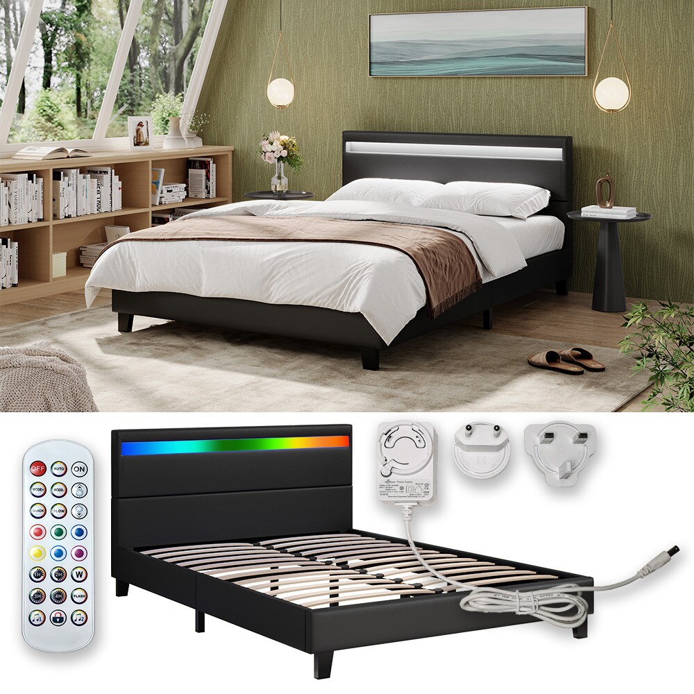 Vitalispa Bettgestell Bern Schwarz 147 x 215 cm mit LED-Beleuchtung 