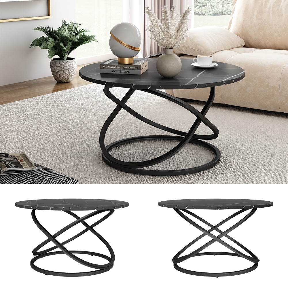 Vicco Couchtisch Calgary Schwarz Marmor-Optik 80 x 46 cm Wohnzimmertisch 