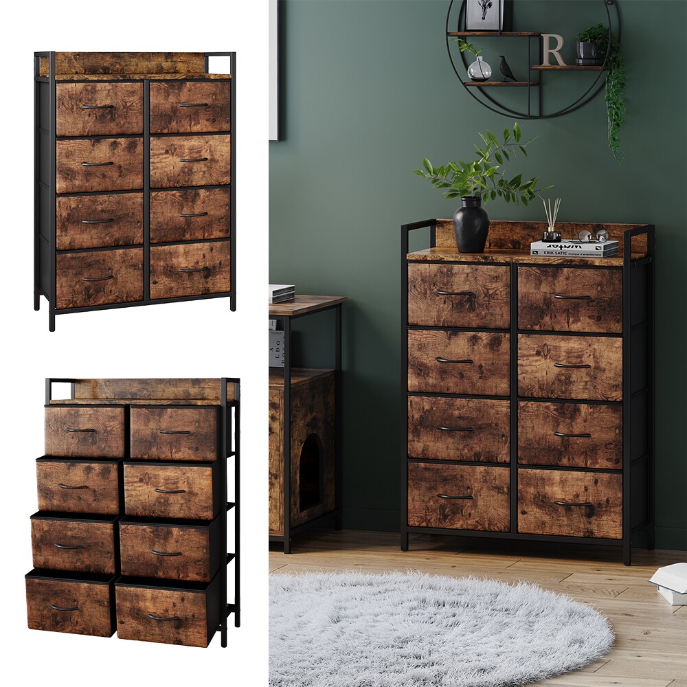 Vicco Kommode Brian Eiche Schwarz 76 x 103 cm 8 Schubladen 