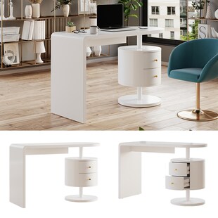 Vicco Schreibtisch Lara Weiß Hochglanz 120 x 50 cm 2 Schubladen 