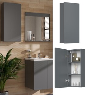 Vicco Hängeschrank Izan Grau 37 x 77 cm Badezimmer 1 Tür 