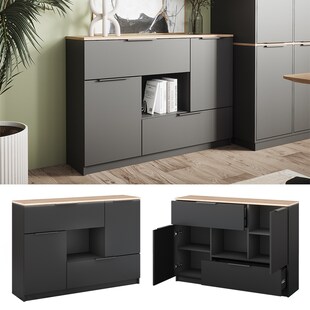 Vicco Sideboard Betti Anthrazit Sonoma 120 x 84 cm 2 Türen 2 Schubladen 1 Fach 