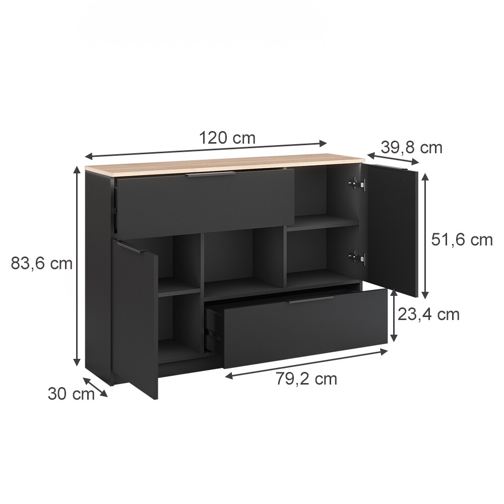 Sideboard Wido Antraciet met deur Vicco | Antraciet | Wandkast | 406673141320106