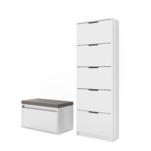 Vicco Schuhkipper "Luca", Weiß, 2 Teile, mit Sitzbank 