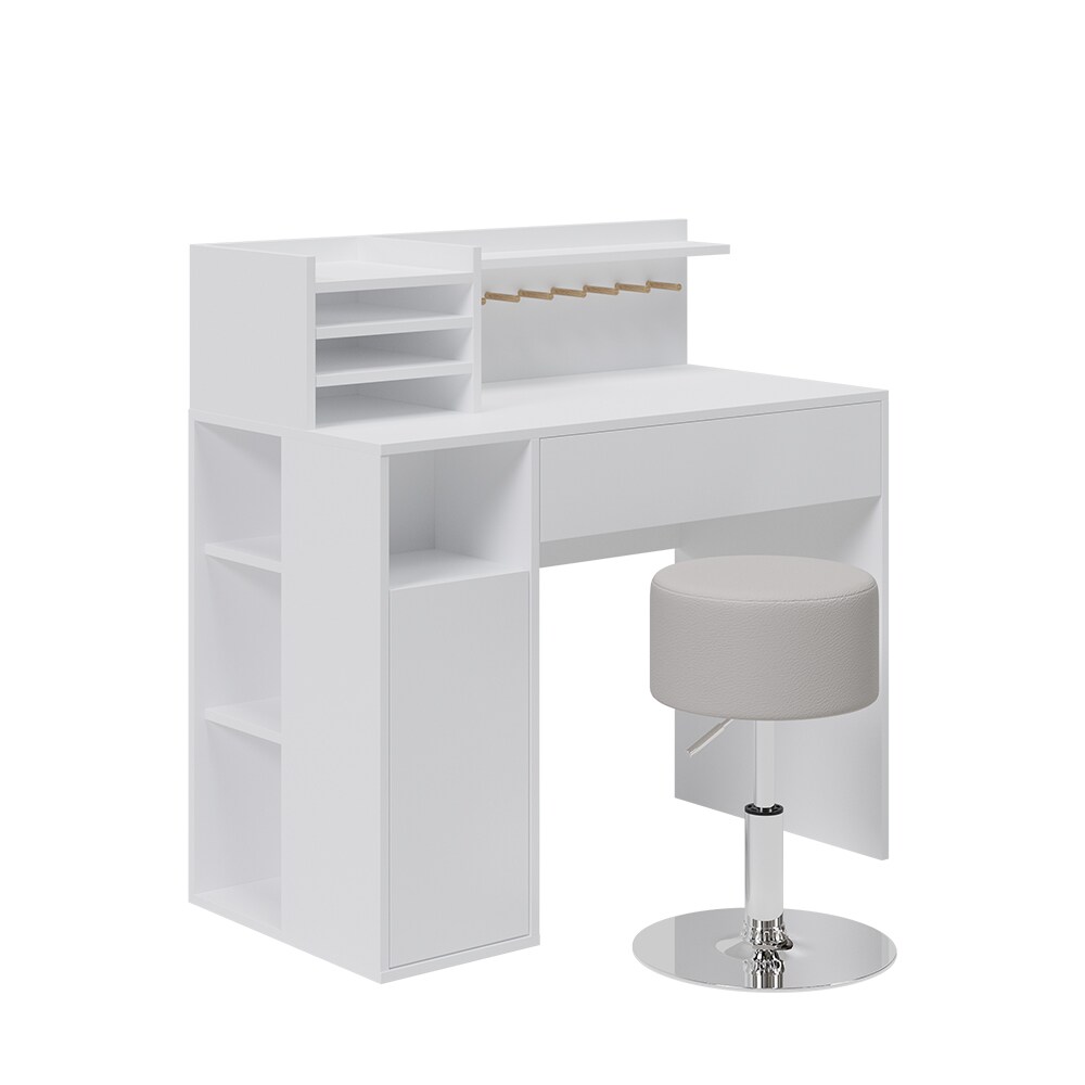 Vicco Schreibtisch, Wei&szlig;, 2 Teile, mit Hocker 