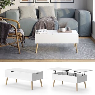 Vicco Couchtisch Riga Weiß 100 x 50 cm ausziehbar Wohnzimmer 