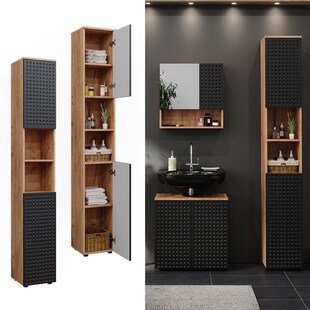Vicco Hochschrank Irma Eiche Anthrazit 30 x 192 cm Badezimmer 