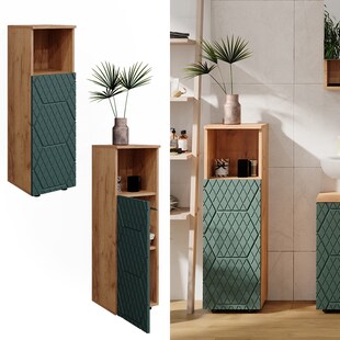 Vicco Midischrank Irma Eiche Grün 30 x 95 cm Badezimmer 