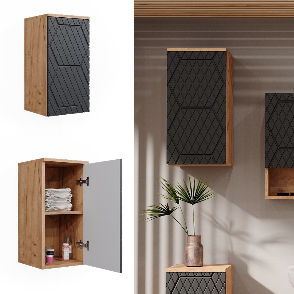 Vicco H&auml;ngeschrank Irma Eiche Anthrazit 30 x 59 cm 2 F&auml;cher Badezimmer 