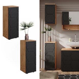 Vicco Midischrank Irma Eiche Anthrazit 30 x 81 cm 1 Schublade 2 Fächer Badezimmer 