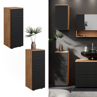 Vicco Midischrank Irma Eiche Anthrazit 30 x 81 cm 1 Schublade 2 Fächer Badezimmer 