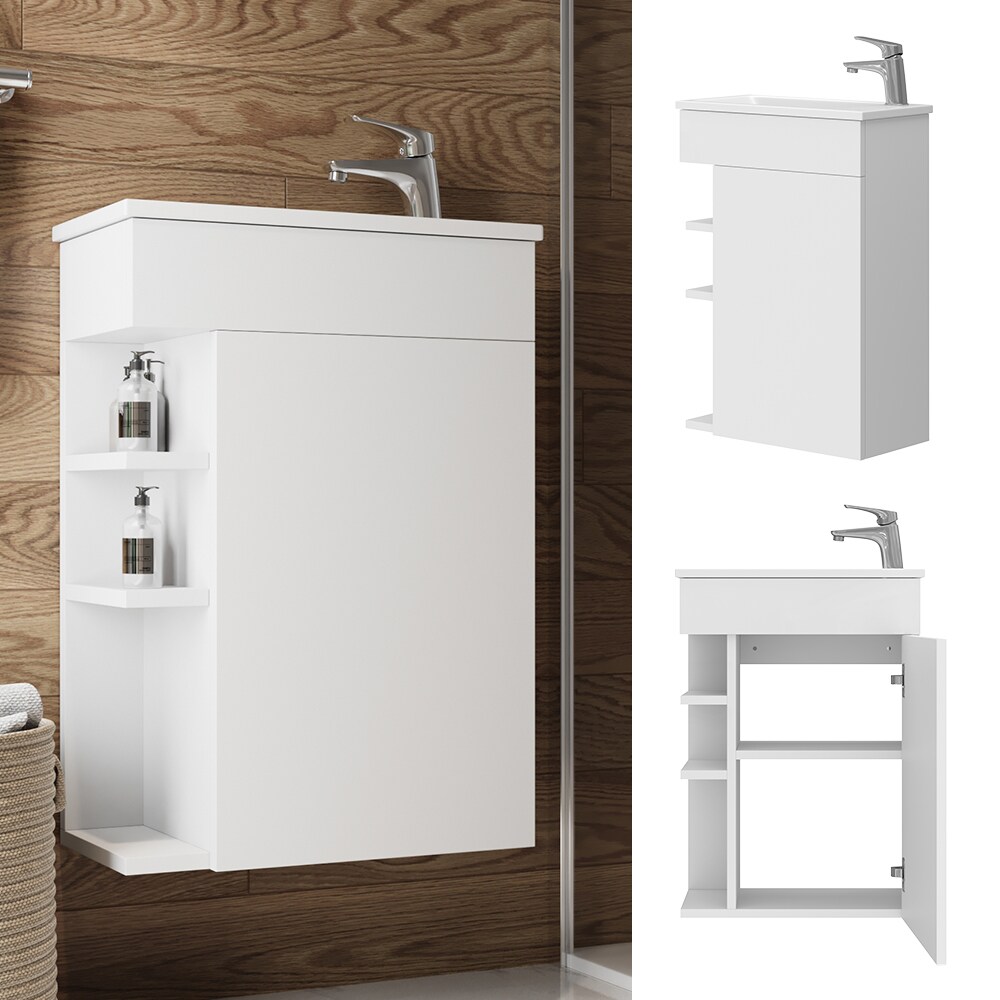 Vicco Badm&ouml;bel-Set Amadeo Wei&szlig; 2-teilig Waschbecken Waschtischunterschrank kleine T&uuml;r 