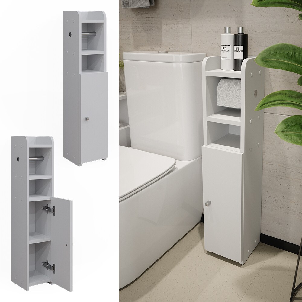 Vicco Toilettenpapierschrank Fynn Wei&szlig; 18 x 82 cm T&uuml;r 