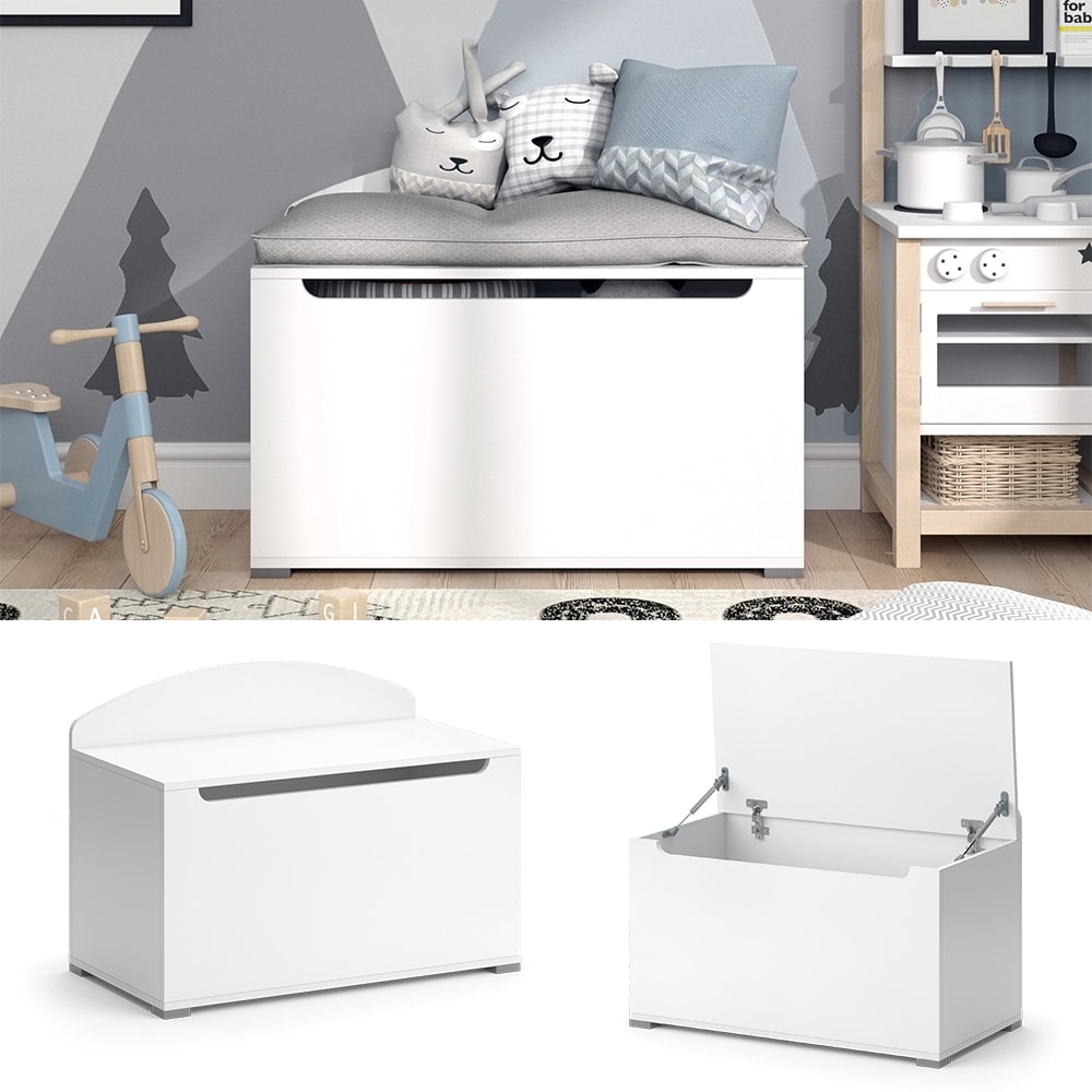 Vicco Spielzeugtruhe Arno Wei&szlig; 85 x 64 cm mit Deckel 