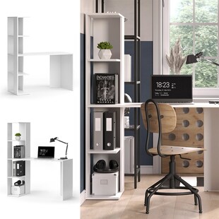 Vicco Schreibtisch Tower Weiß 122 x 55 cm mit 4 Fächern 