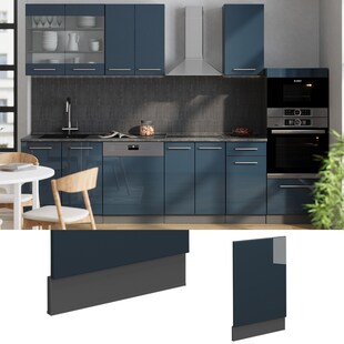 Vicco Geschirrspülerblende Fame-Line Anthrazit Dunkelblau Hochglanz 45 cm ohne Arbeitsplatte 