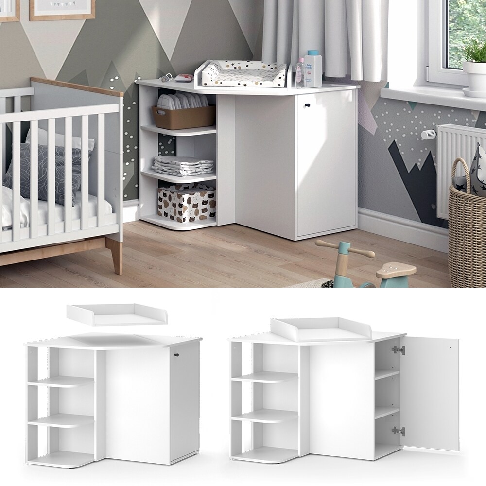 Vicco Wickelkommode Kristian Wei&szlig; 85 x 86 cm T&uuml;r offene F&auml;cher 