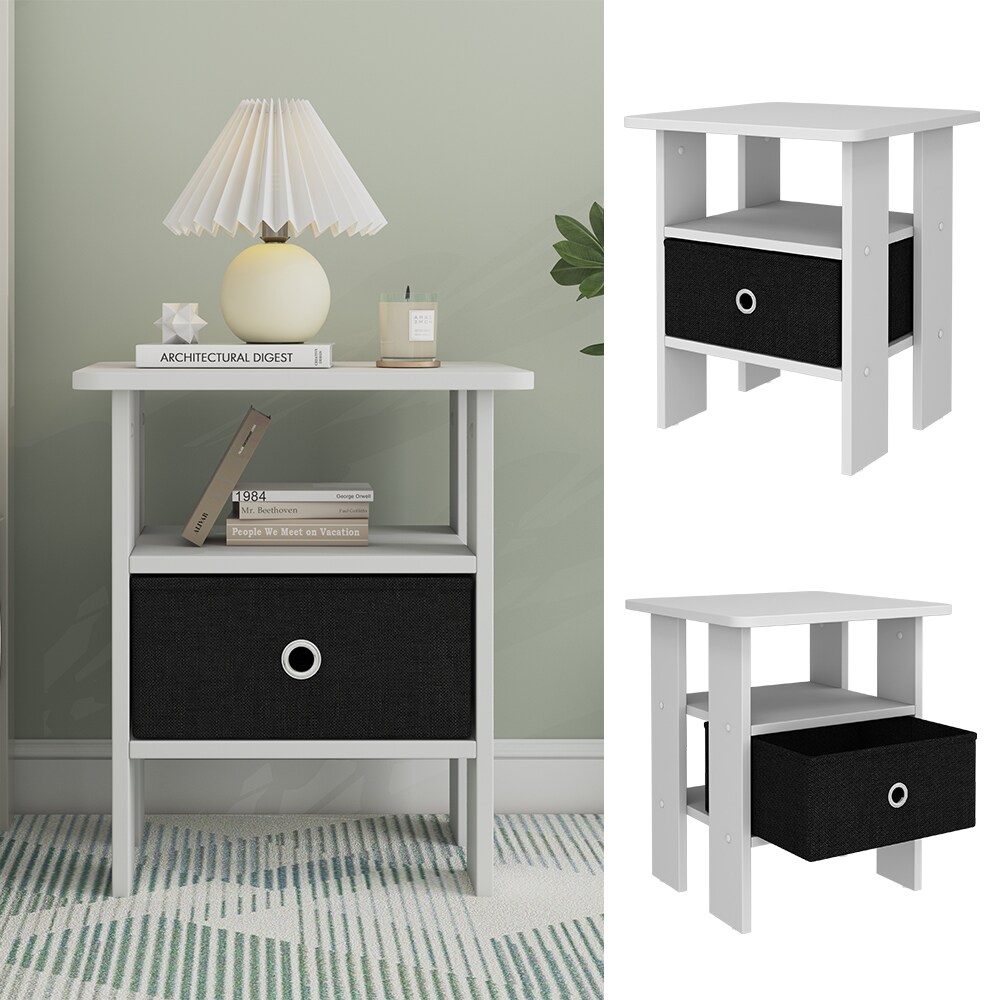 Vicco Nachttisch Birma Wei&szlig; 40 x 46 cm mit Schublade 