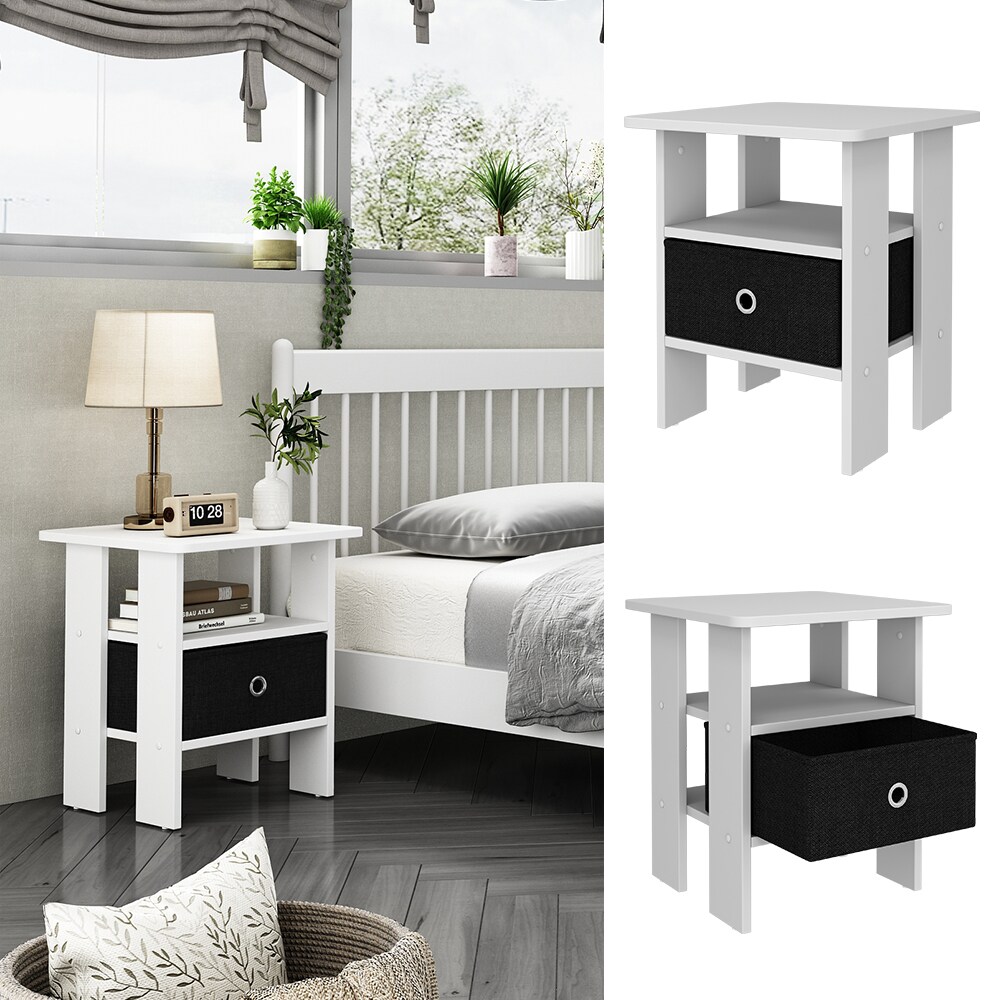 Vicco Nachttisch Birma Wei&szlig; 40 x 46 cm 2er Set 