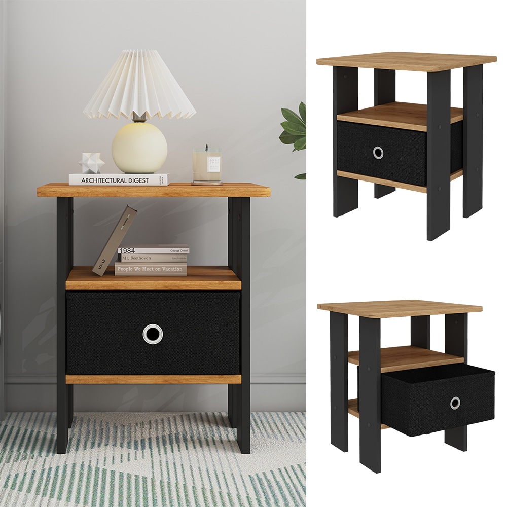 Vicco Nachttisch Birma Schwarz Eiche 40 x 46 cm mit Schublade 