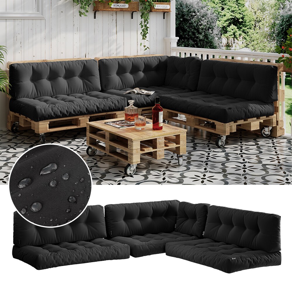 Vicco Palettenkissen-Set Ohio Anthrazit 7 Teile 