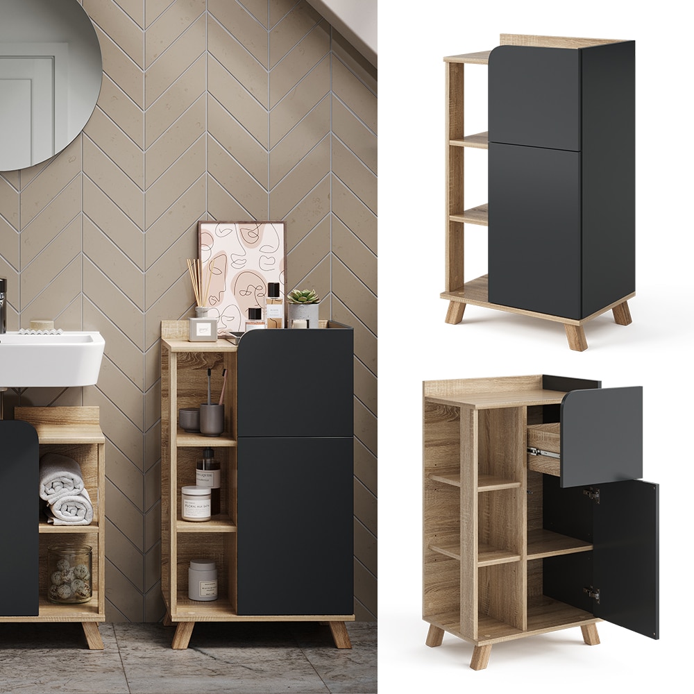 Vicco Unterschrank Karen Sonoma Anthrazit 50 x 90 cm T&uuml;r Schublade 