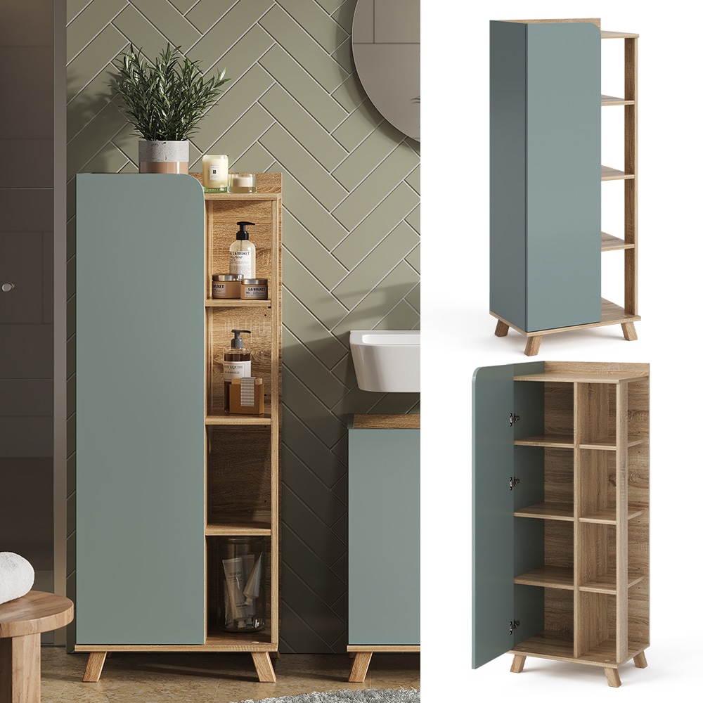 Vicco Midischrank Karen Sonoma Mintgr&uuml;n 50 x 128 cm T&uuml;r offene F&auml;cher 
