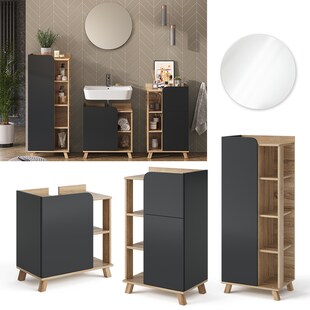 Vicco Badmöbel-Set Karen Sonoma Anthrazit 4 Teile 