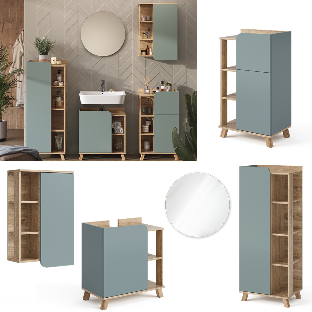Vicco Badm&ouml;bel-Set Karen Sonoma Mintgr&uuml;n 5 Teile 